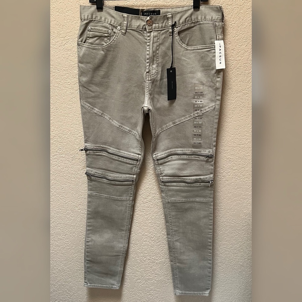 Pacsun Men's Stacked Skinny Jeans Khaki Color Size -32x32